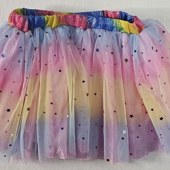 Rainbow Tulle Tutu Skirt Girl's Small Elastic Waist 9.5" All Dressed Up Costume - Picture 4 of 9